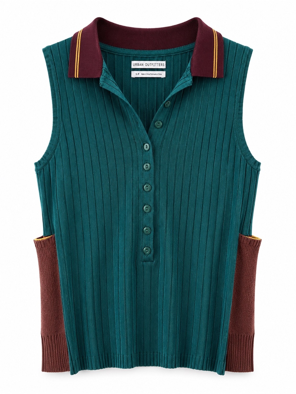 Urban Outfitters Retro Floral Knit Sweater Vest | Sleeveless Polo Top | Size S - Picture 1 of 3